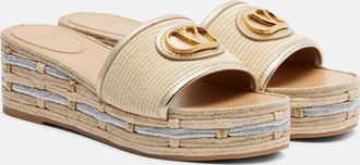 Valentino Garavani VLogo leather-trimmed espadrille slides