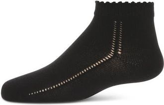 MeMoi Open-Work Lettuce-Edge Ankle Sock in Black at Nordstrom, Size 6-12M