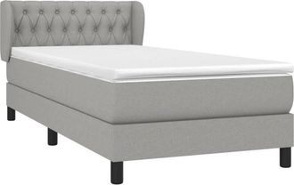 vidaXL Vidaxl - Cama Box Spring Con Colch&oacute;n Tela Gris Claro 100x200 Cm