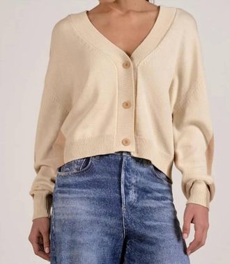 Elan Mina Cardigan In Natural Tan Color Block