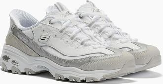 Skechers Womens Skechers Slip-Ins DLites Smooth Womens Silver/White Trainers - Size: 8