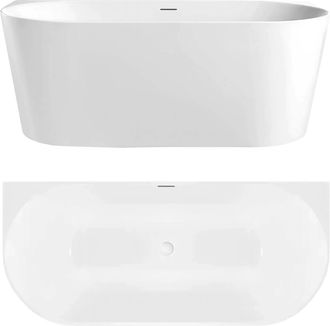 Rea Ba&ntilde;era Mural Rea Capri Slim 170 White With Brushed Copper Plug Cap