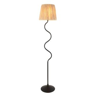 Netlighting Wriggle Floor Lamp with Tapered Shade Matt Black Natural Raffia 1x E27