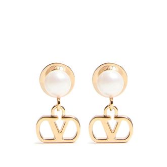 Valentino Garavani Golden VLogo Signature Drop Earrings