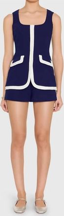 Amanda Uprichard Morgan Romper In Navy/ivory