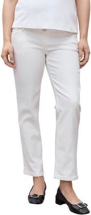 Mango Over the Bump Maternity Straight Leg Jeans in White at Nordstrom Rack, Size 4