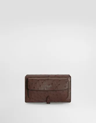 Dolce & Gabbana Ostrich Leather Crossbody Minibag - Man Crossbody Bags Brown Onesize