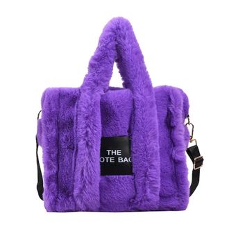Generic Womens Plush Bags Casual Fur Tote Bag For Women Handbag Autumn Winter Plush Messenger Shopper Female(PURPLE)