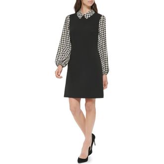 Tommy Hilfiger Twofer Long Sleeve Scuba Crepe Dress in Black/white Cap at Nordstrom Rack, Size 12