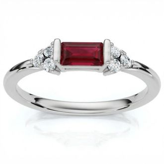 Pompeii3 1/3Ct Thin Ruby Diamond Stackable Wedding Ring 14k Gold Lab Grown