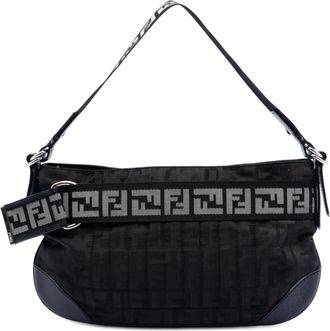 Fendi Pre-owned Womens Zucca Nylon Zip Code Shoulder Bag - Black Textile - One Size