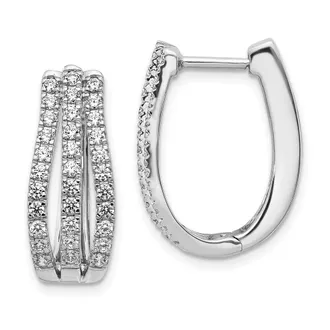 Diamond2Deal 14k White Gold 1 Ct Lab Grown Diamond Hinged Hoop Earrings