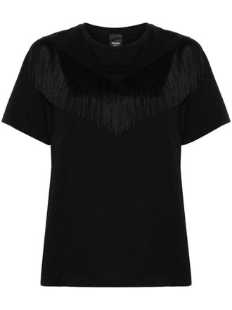 Pinko T-shirt met franje - Zwart