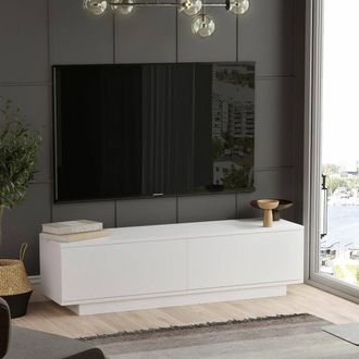 Dmora Mueble Para Tv Kenneth, Un Estante, 2 Puertas, 2 Compartimentos, 140x36x38h Cm Blanco
