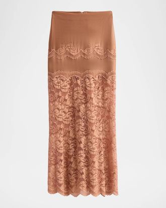 Paco Rabanne Lace-Trimmed Maxi Skirt