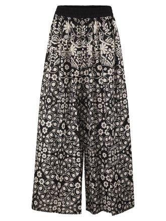 Max Mara Weekend Maxmara Wkipalanca - Katoenen broek met wijde pijpen en print