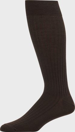 Neiman Marcus Mens 3-Pack Ribbed Wool Over-Calf Socks