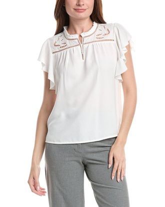 Vince Camuto Embroidery Ruffle Blouse