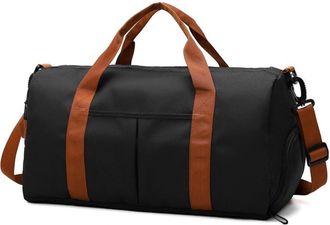 Generic Compatible For Fitness Bag Fashion Luggage Mens Casual Large Capacity Sports Handbag Travel Storage Simple Zipper(Black)