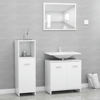 vidaXL Conjunto De Muebles De Ba&ntilde;o 3 Pzas Madera Contrachapada Blanco Vidaxl