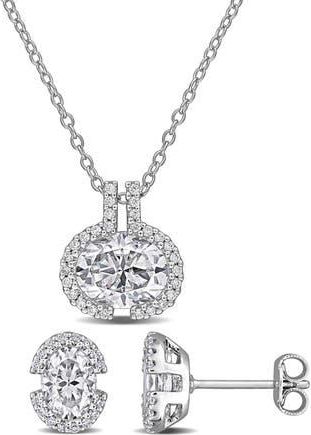 Delmar Oval-Cut White Moissanite Earrings & Necklace Set in Silver at Nordstrom Rack