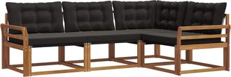 vidaXL Conjunto De Sof&aacute;s De Exterior 4 Uds. Natural Y Negro Vidaxl