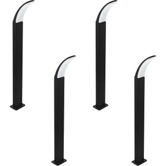 Loops 4 PACK IP44 Outdoor Bollard Light Black Aluminium 11W LED Lamp Post