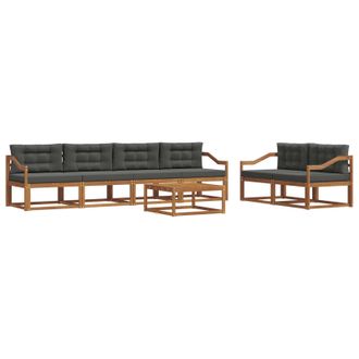 vidaXL Conjunto De Sof&aacute;s De Exterior 7 Pcs Natural Y Antracita Vidaxl