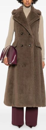 Max Mara Womens Boario Sleeveless Teddy Coat - Brown Wool - Size EU 38 (Womens)
