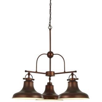 Searchlight Searchlight - Lampadario Rustico-Country Dallas Acciaio Marrone Bianco 3 Luci E27