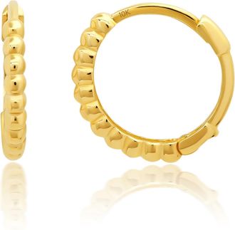 MAX + STONE Solid 10k Yellow Gold Hoop Earrings with Hidden Hinged Back 12 mm (0.47 inches)