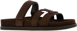 Tory Burch Womens Chocolate Suede Ines Slippers Brown Flat Shoes