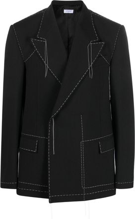 Off-white Stitch tailored double-breasted blazer - men - Polyester/Cupro/Viscose/Virgin Wool/Elastane - 48 - Black