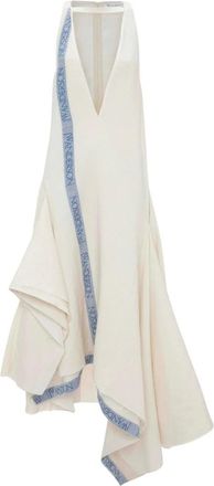 J.W.Anderson Uitlopende Jurk met V-hals en Paneldesign - Dames - Maxi kleedjes - Beige - S - Katoen - Kleedjes
