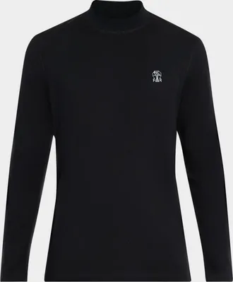 Brunello Cucinelli Mens Mock-Neck Long-Sleeve T-Shirt