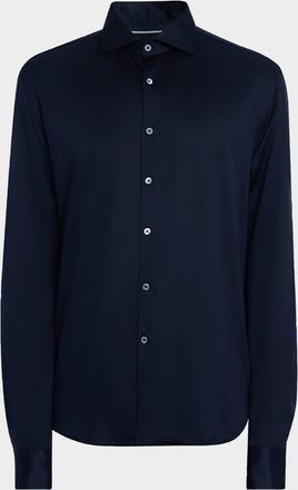Canali Mens Jersey Cotton and Lyocell Sport Shirt
