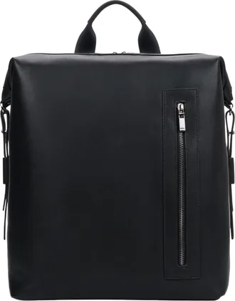 Estro & Luminara Compacte Leren Rugzak - Heren - Tassen - Zwart - Maat: ONE Size Leer