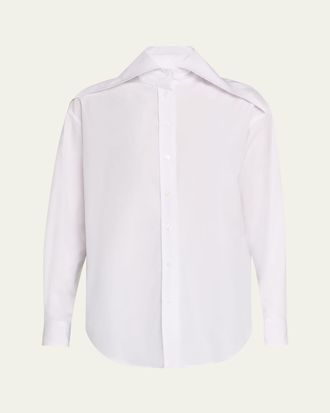 Alexander McQueen Exaggerated Collar Button Down Poplin Blouse