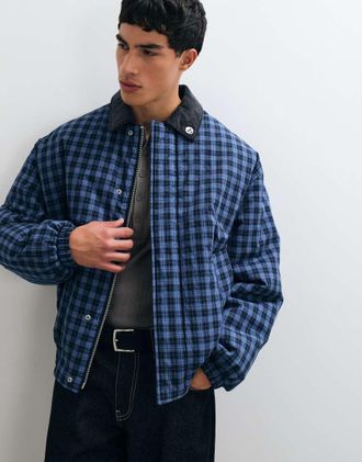 Tommy Jeans giacca Harrington blu navy a quadri