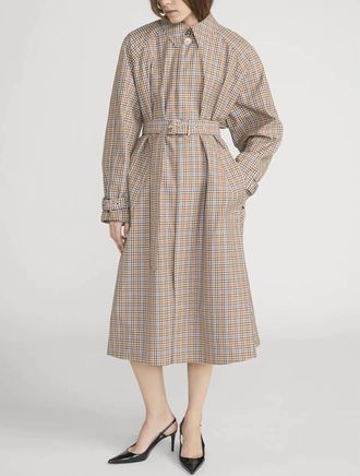 Frame Denim Plaid Mac Coat In Mocha Check