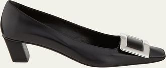 Roger Vivier Decollete Belle Vivier Leather Ballerina Pumps