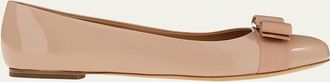 Ferragamo Varina Patent Leather Bow Ballerina Flats
