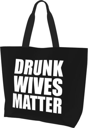 AOOEDM Drunk Wives Matter Ladies Canvas Tote Reusable Shopping Bag