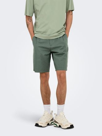 Only & Sons Shorts ONLY & SONS ONSLEO LIFE 0009 SEERSUCKER SHORTS NOOS, Herren, Gr. XL, N-Gr, grau (castor gray), Web, Obermaterial: 100% Baumwolle, unifarben, re