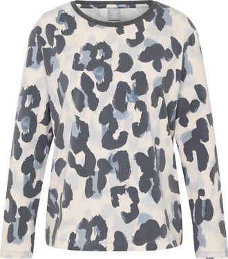 Rabe Langarmshirt RABE, Damen, Gr. 38, granit, Jersey, Obermaterial: 92% Baumwolle, 8% Elasthan, bedruckt, gerade h&uuml;ftlang, Rundhals, Shirts Langarmshirt, 