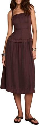 Mint Velvet Ramie Drop Waist Midi Dress in Brown at Nordstrom, Size 14