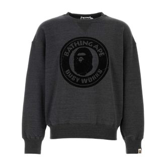A Bathing Ape Sweatshirts, male, Gray, Size: XL Graphite Cotton Oversize Sweatshirt
