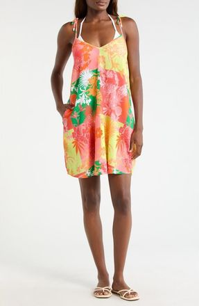 Sanctuary Floral Print Cover-Up Dress in Green/Pink Multi at Nordstrom, Size X-Small