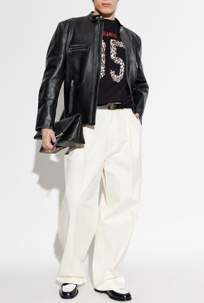 Dsquared2 Cotton Wide-leg Trousers, Mens, Cream