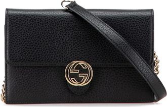 Gucci Borsa a tracolla GG Dollar in pelle con catena 2000-2015 - Nero
